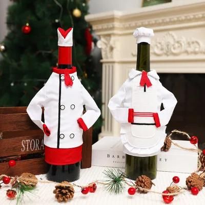 Christmas Wine Bottle Sets Chef&prime; S Clothes Hats Restaurant Bar Holiday Decorations Props Household Items
