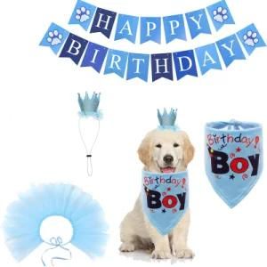 Pet Birthday Skirt Party Banner Scarf Hat Decoration Props Cat and Dog Holiday Supplies