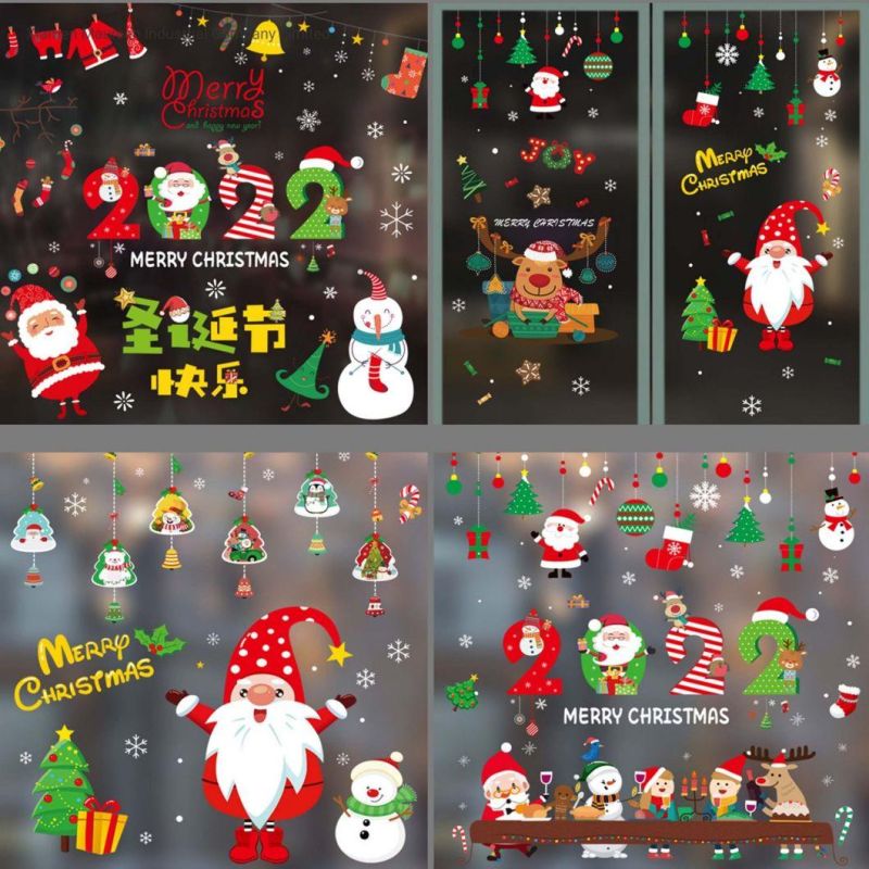 Christmas Ornaments 2022 Latest Decoration Waterproof and Anti-Static Window and French Door Glass Plastic Paste
