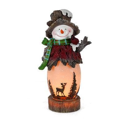 10.5 Inch Tall Christmas Resin Joy Snowman Tabletop Statue Polyresin Snowman Figurine for Christmas Gifts