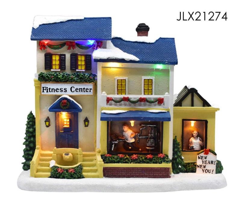 Christmas Cookie House with LED Lights Polyresin Christmas House Decoration with Music