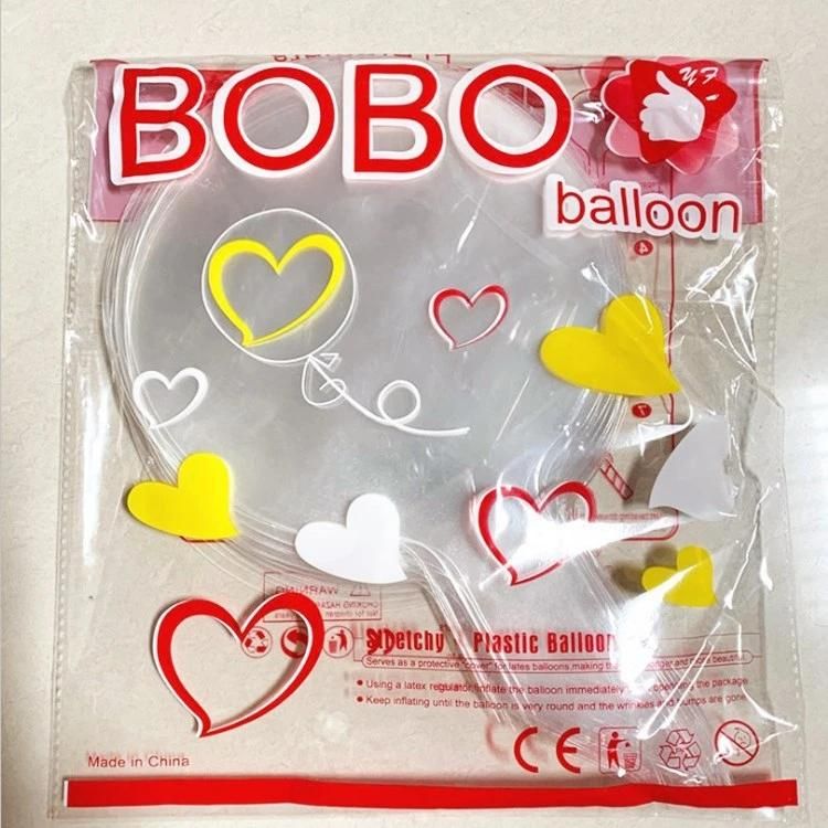 Hot Selling 12 18 20 24 36 Inch Stretchable Transparent Clear Round Bobo Plastic Bubble Balloon for Party Decor