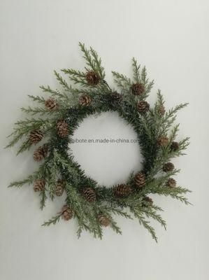 Artificial Plastic Christmas Wreath with Decorated