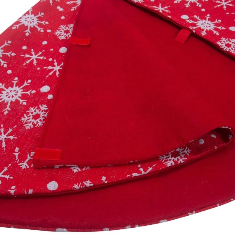 Christmas Decoration Gift 120cm Red Background White Snowflake Tree Skirt Christmas Tree Dress Props Christmas Tree Apron