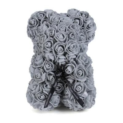 Wholesale Valentines Day Christmas White Red Teddy Bear Roses Gift Flower 25cm 40cm 70cm PE Foam Rose Teddy Bear with Gift Box