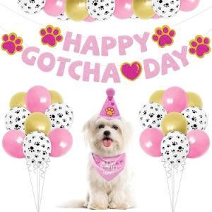 Pets Banner Hat Saliva Towel Balloon Dog Birthday Decorations Set