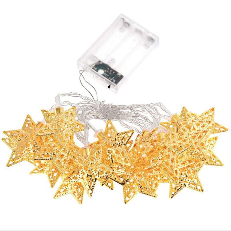 LED Lamp String Glitter Gold Stars String Elegant Holiday Design