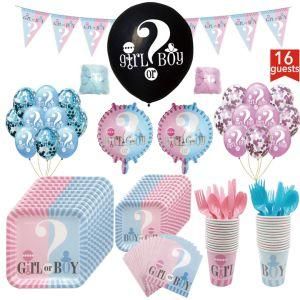 Boy or Girl Banner Disposable Tableware Confetti Balloons Photo Prop Supplies