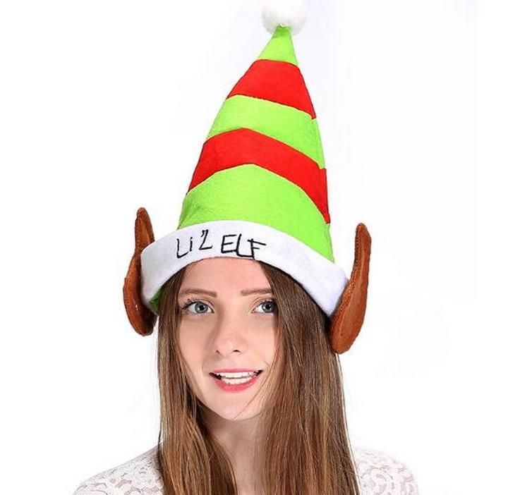 European and American Non-Woven Christmas Ornaments Spliced Elf Hat