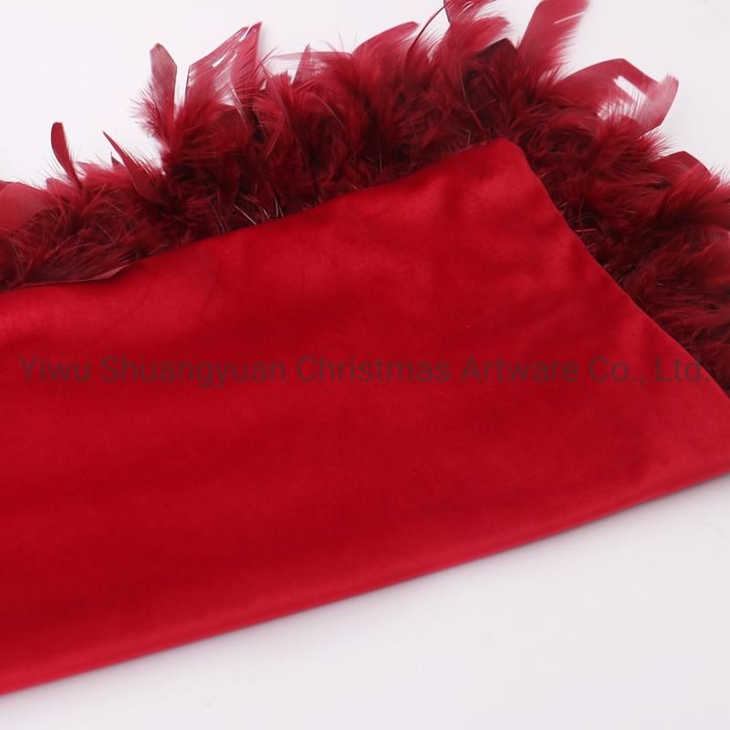 New Design Christmas Bolster Pillow with Feather for Holiday Wedding Party Home Decoration Hook Ornament Craft Gifts
