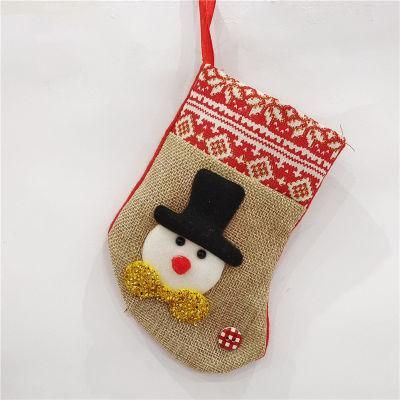 16cm Linen Material Christmas Gift Socks