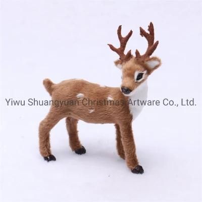 Christmas Deer Plush Reindeer Furry Deer Christmas Decoration for Home Ornament Happy New Year Christmas Party Supply