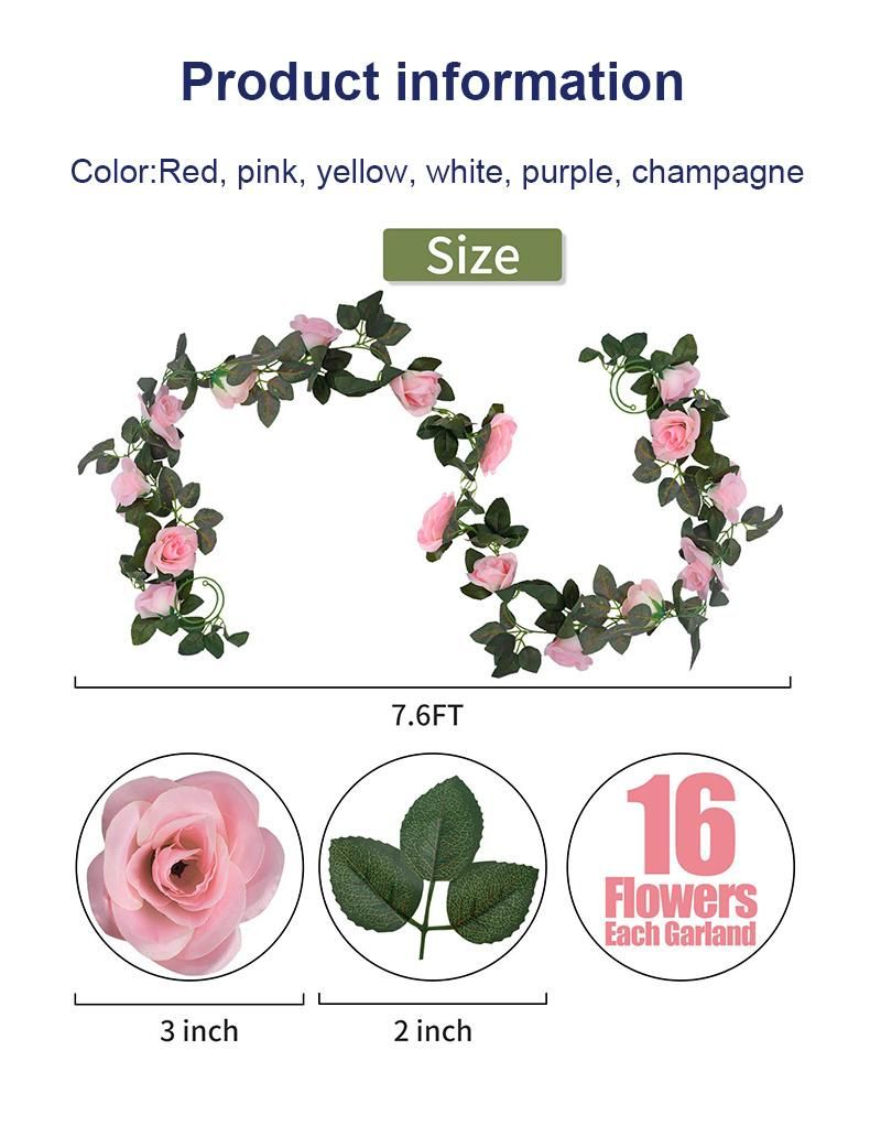 Evergreen Garland with Flower Christmas Wreath for Front Door, Artificial Wreath Hanging, Glitter Ornaments for Home Party Decoration Holiday Winter Gift