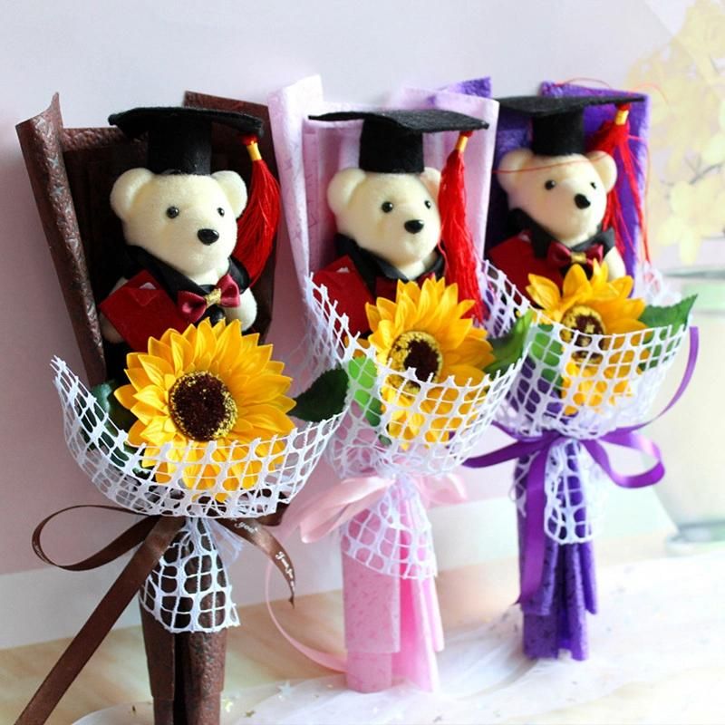 Congrats Grad Gift Graduation Bear Teddy Graduation Bouquet Rose Flower Bear Party Decorations Supplies Favor