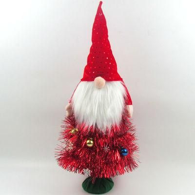 New Design Red Pet Material Tinsel Tree with Ornaments Decorate Home Decoration