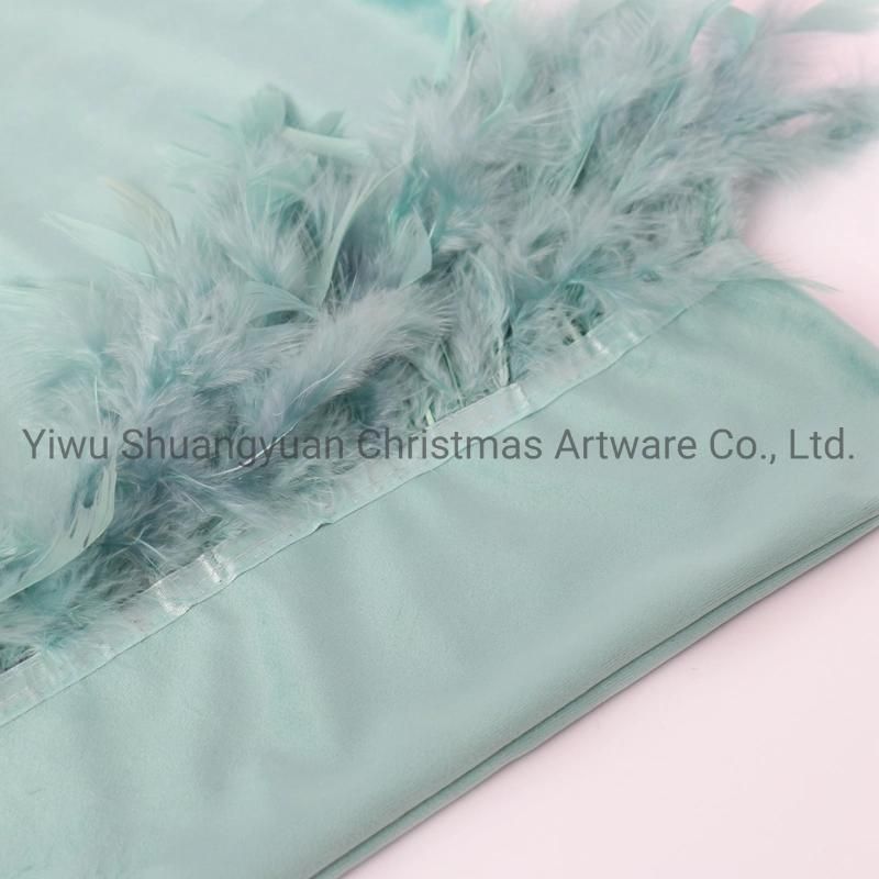 New Design Christmas Bolster Pillow with Feather for Holiday Wedding Party Home Decoration Hook Ornament Craft Gifts