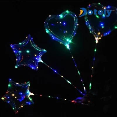 Luminous Colorful Light Party Decorations LED String Heart Shape Bobo Balloon