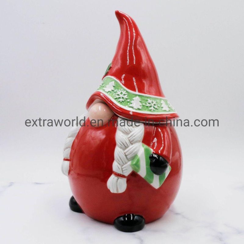 3D Decorative Ceramic Christmas Santa Cookie Jar Sugar Pot