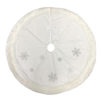 Sublimation Faux Fur Tree Skirts Home Decor Merry Christmas Tree Skirt with Snowflake