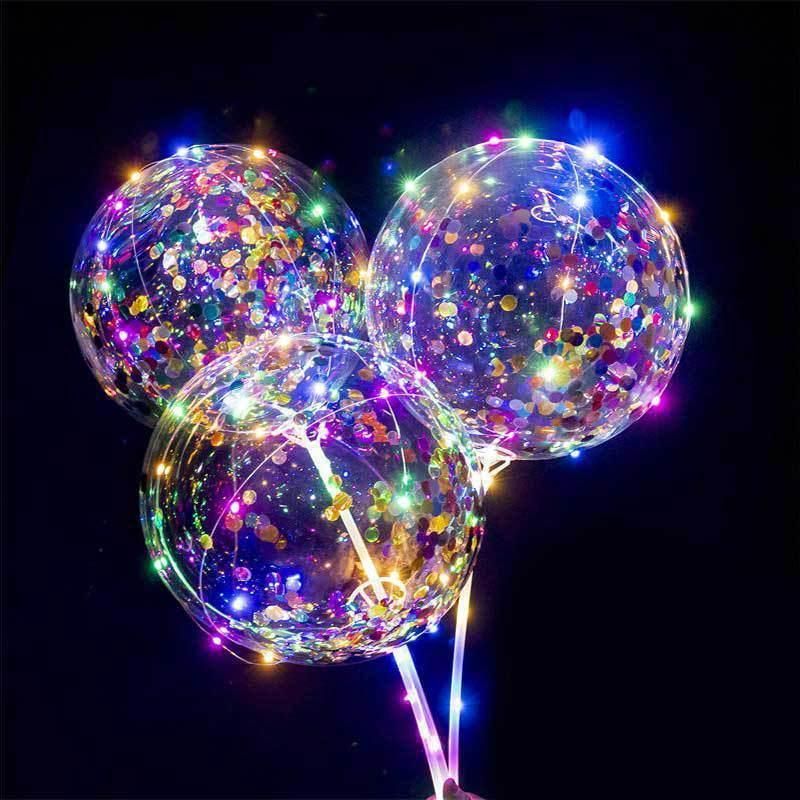 Large Colorful Transparent Clear Balloon Glowing Light Flashing Bobo Balloon"