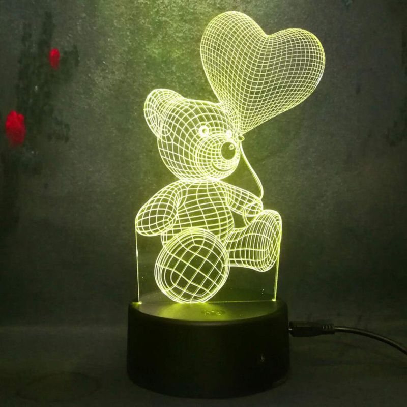 LED Love Teddy Bear 3D Nightlight Lamp