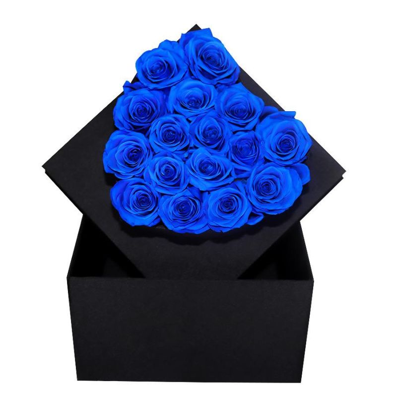 Japanese Technology Beautiful and Romantic Valentines′ Day Gift Preserved Roses Flower 16 Roses in Heart Gift Box