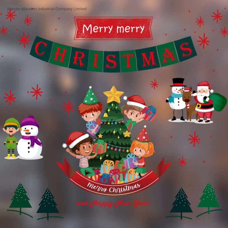 Christmas Ornaments 2022 Latest Decoration Waterproof and Anti-Static Window and French Door Glass Plastic Paste