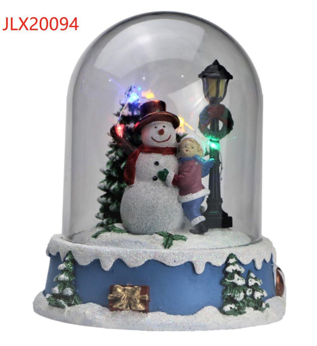 Christmas Snow Globe Decorations Polyresin Spinning Resin Ornament Snow Globe for Christmas