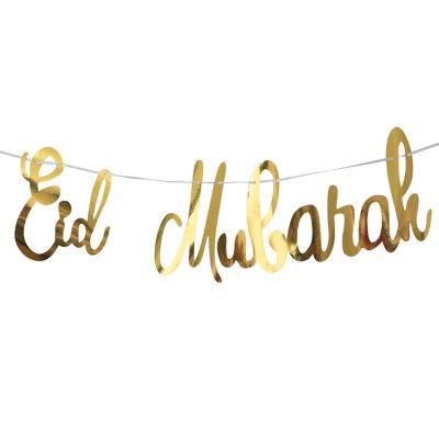 Eid Festive Decorations Mirror Shiny Glitter Eid Mubarak Ramadan Kareem Decoration Flag Buntings Banner