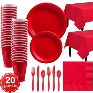 Monochrome Party Disposable Plastic Plate Cup Birthday Party Tableware for 20 Guests