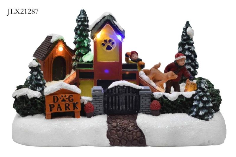 Christmas Village Figurines Indoor Decorations Snow Village Set/9PCS