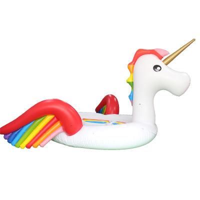 1super Inflatable Rainbow Unicorn Outdoor Swimming Party Floating Raft Lounger Pool Float Bird Island for 6 Person