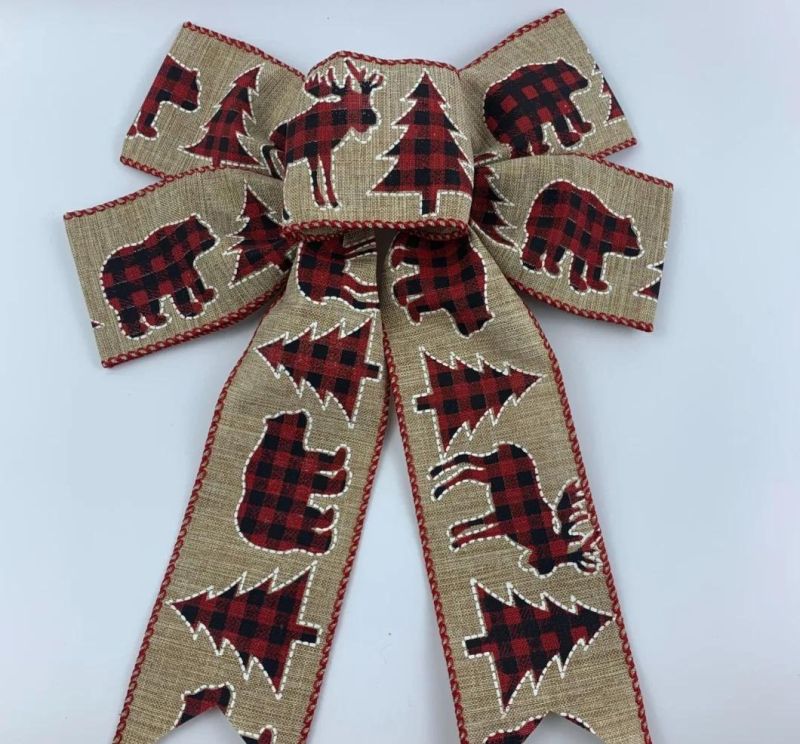 Ribbon Christmas Bow Holiday Decoration Deer Bow DIY Hemp Ribbon