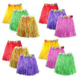 Kids Adults Colorful Flowered Hawaiian Costume Events Birthdays Celebrati Party Decoration Hula Grass Straw Skirt