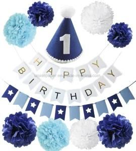 Umiss Paper Tissue POM Poms Letter Banner 1st Birthday Party Decoration