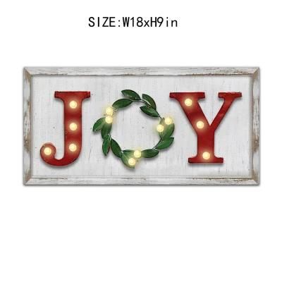 Wooden Frame Vintage White Joy Christmas LED Marquee Sign