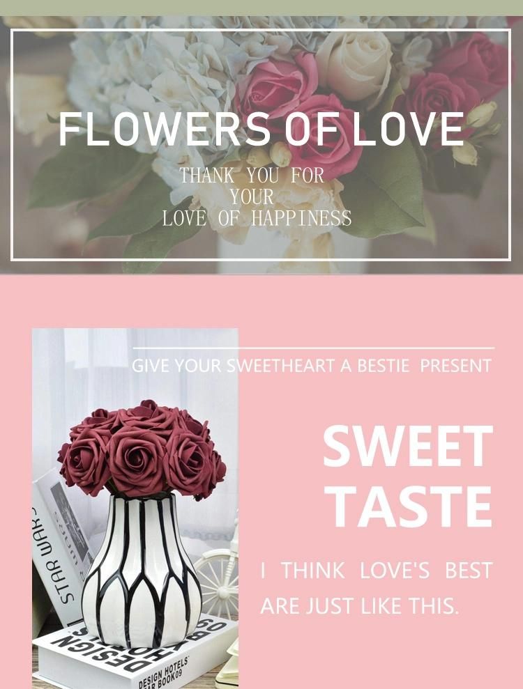 8cm PE Artificial Lvory Soap Flower Rose Artificial Flowers Wedding Bridal Bouquet for DIY Wedding Decoration