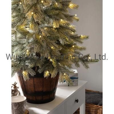 Snow Flocked Potted Christmas Tree with Dual Warm / Ice White LED Lights