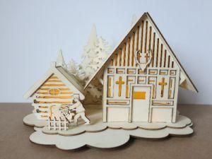Christmas Crafts of Wood House with LED Light