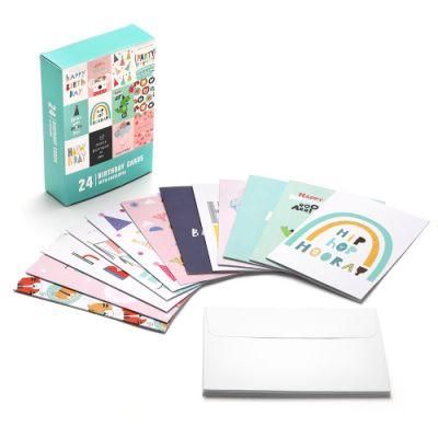 Custom Funny Assorted Greeting Cards, Printing Bulk Blank Boxes Set Happy Birthday Card with Envelopes