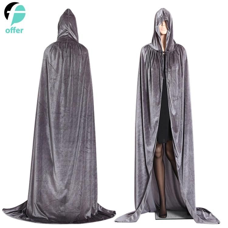 Hooded Cloak Long Velvet Vampire Halloween Costume Cape