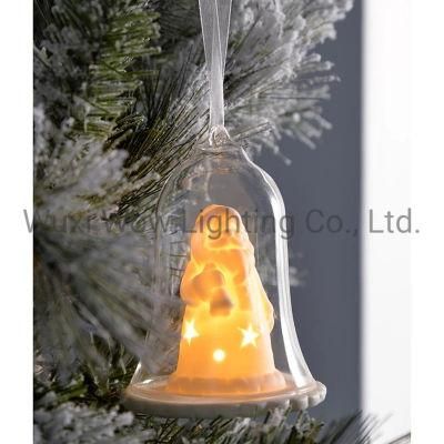 Lantern Christmas Decoration Glass 11 Cm - White - Santa - Clear