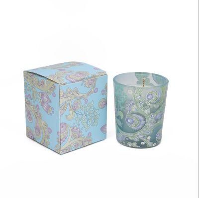 Wholesale Luxury Flower Print 8oz Empty Glass Candle Jars for Bulk