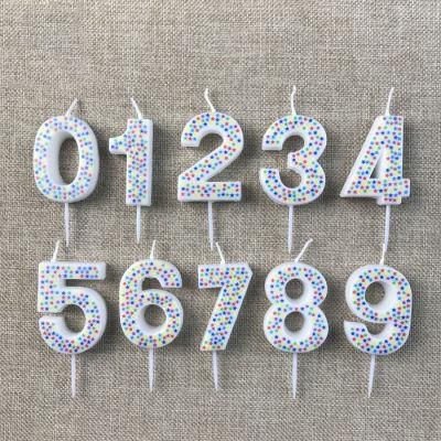 Cute Novelty White Number Birthday Candle with Star Print