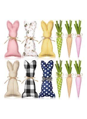 6PCS Easter Day Gifts Stuffed Polyester Fabric Carrot Easter Bunny Plush Toys