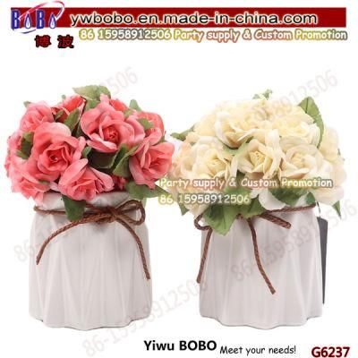 Artificial Mini Roses Wedding Decor Flower Cheap Mini Rose Flowers in Ceramic Pot for Home Decor (G6237)