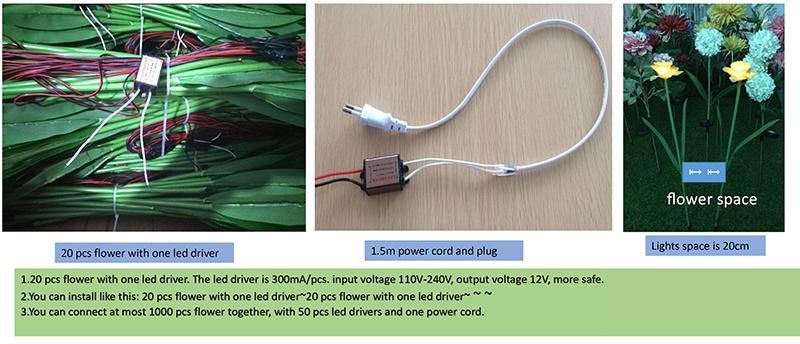 Toprex Decor Artificial Outdoor LED Solar Flower Branch Lily Lights