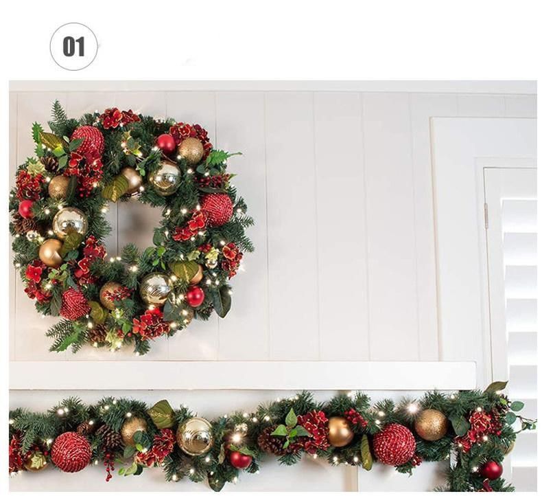 Wedding Home Christmas Decoration Green Leaves Artificial Garland with Light