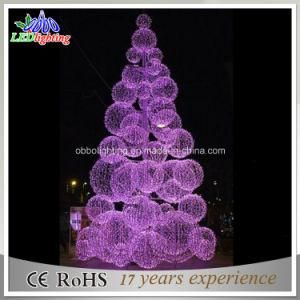 3D Outdoor Purple Christmas Ball Tree with LED Lights Waterproof