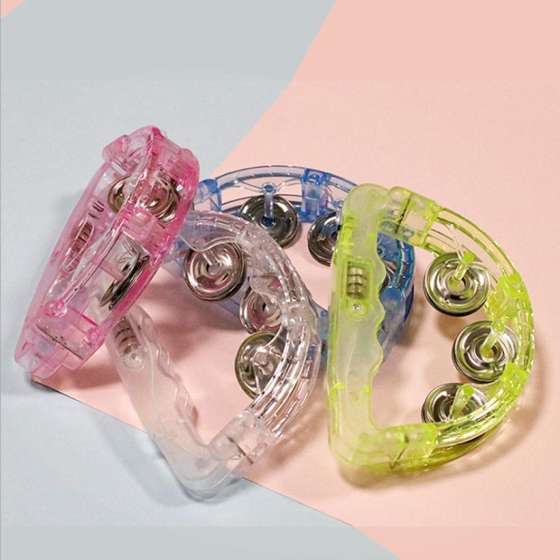 LED Flashing Tambourine Rattles Toy Hand Tamborine Luminous Gift Music